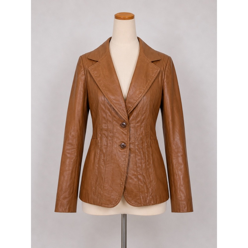 Casablanca Alpine International Vintage Brown Leather Blazer Jacket 11/12 Small